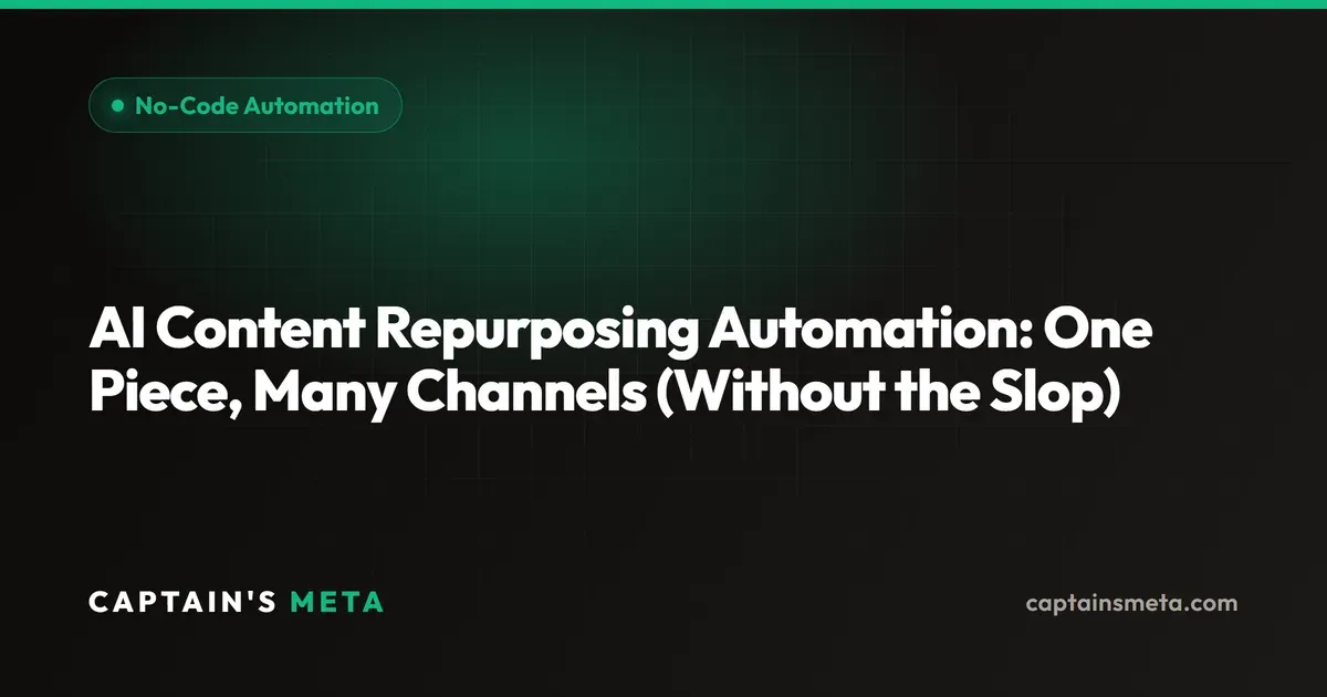 AI Content Repurposing Automation: One Piece, Many Channels (No Code)