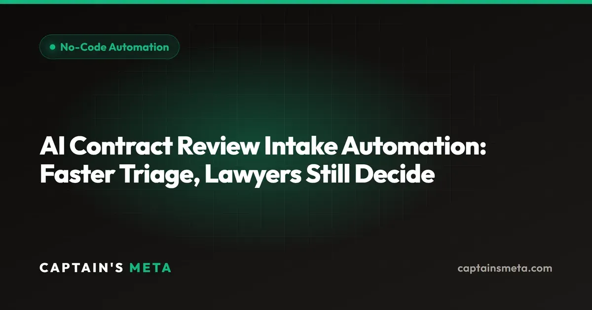 AI Contract Review Intake Automation: Faster Triage, Lawyers Still Decide