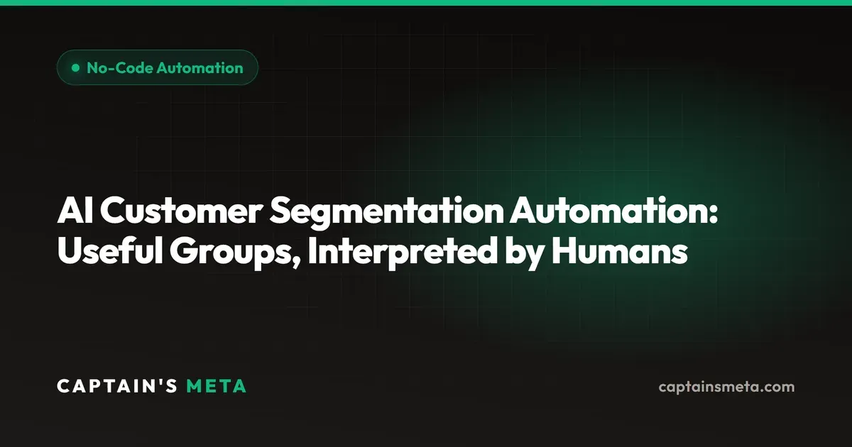 AI Customer Segmentation Automation: Useful Groups, Interpreted by Humans