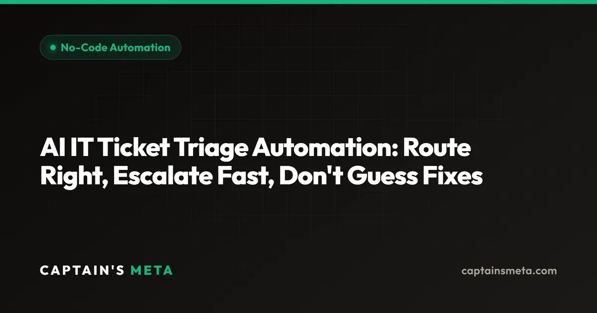 AI IT Ticket Triage Automation: Route Right, Escalate Fast, Don't Guess Fixes