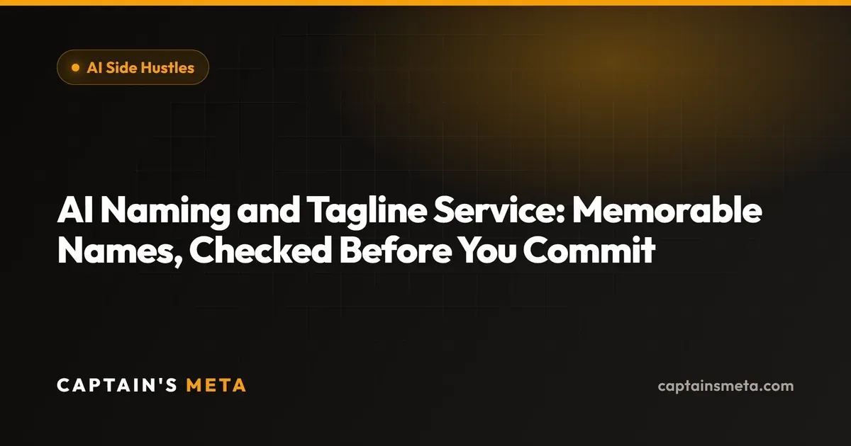 AI Naming and Tagline Service: Memorable Names, Checked Before You Commit