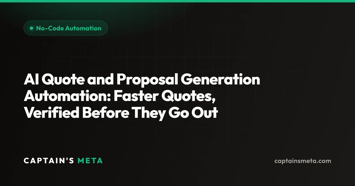 AI Quote and Proposal Generation Automation: Faster Quotes, Verified Before They Go Out