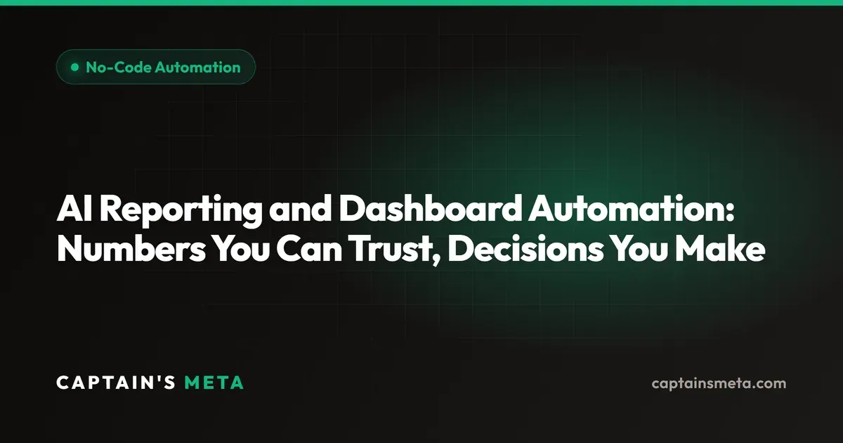 AI Reporting and Dashboard Automation: Numbers You Can Trust, Decisions You Make