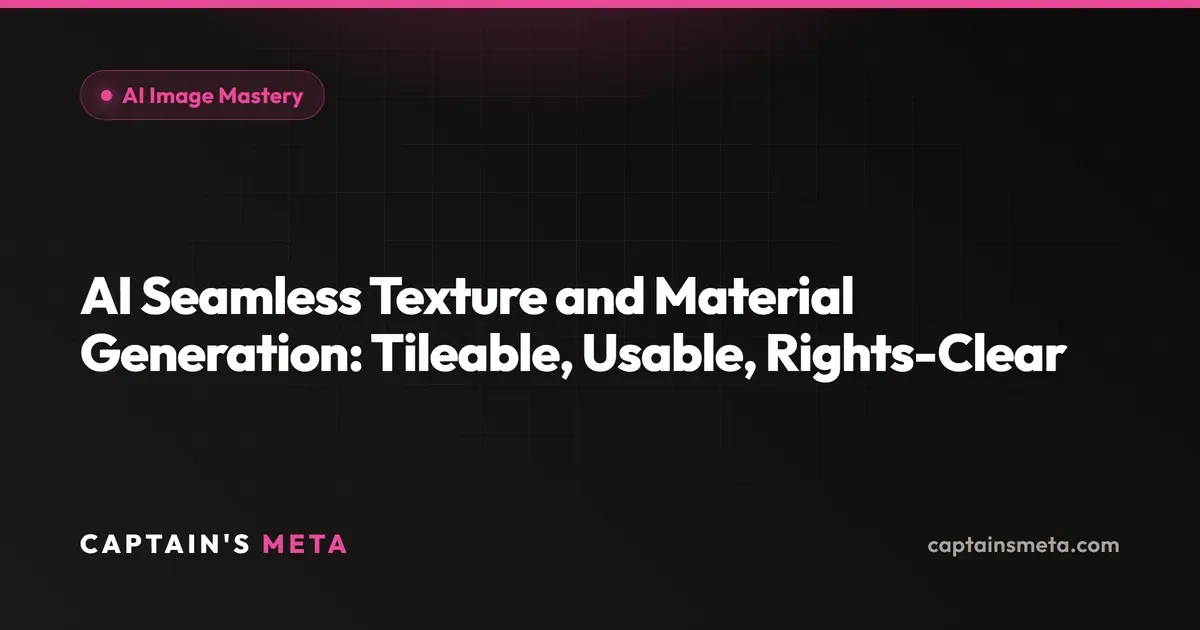 AI Seamless Texture and Material Generation: Tileable, Usable, Rights-Clear