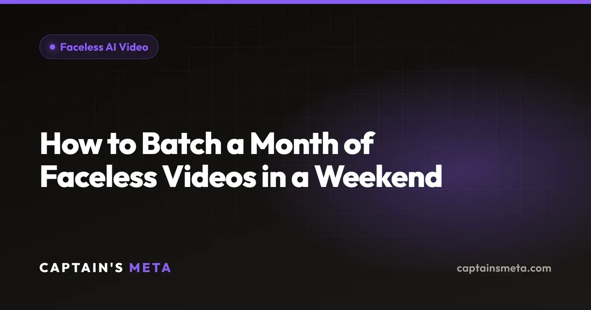 How to Batch a Month of Faceless Videos in a Weekend