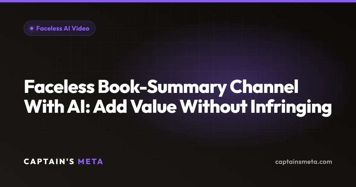 Faceless Book-Summary Channel With AI: Add Value Without Infringing