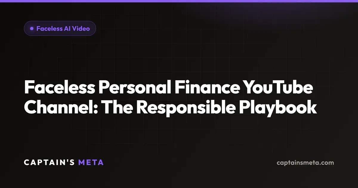Faceless Personal Finance YouTube Channel: The Responsible Playbook
