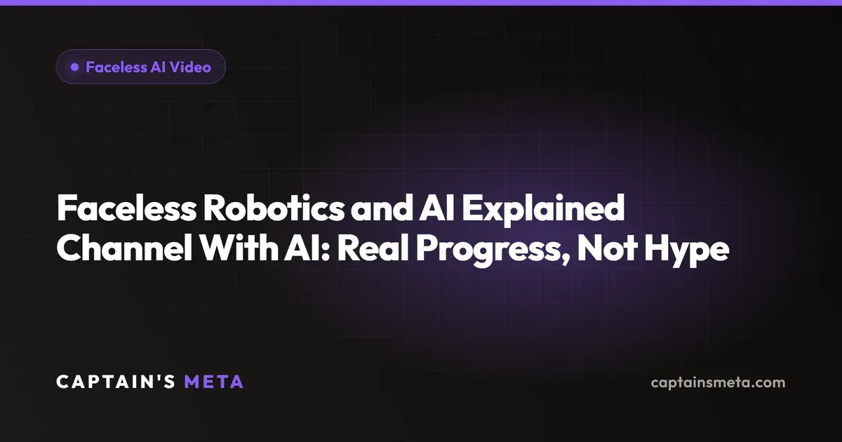 Faceless Robotics and AI Explained Channel With AI: Real Progress, Not Hype