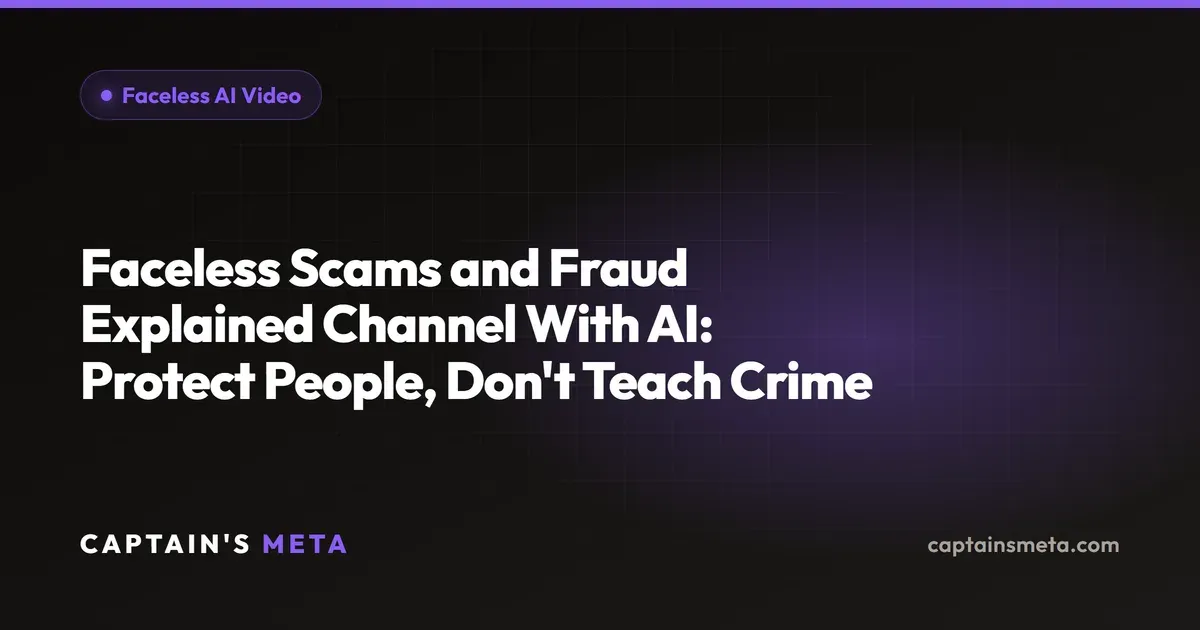 Faceless Scams and Fraud Explained Channel With AI: Protect People, Don't Teach Crime