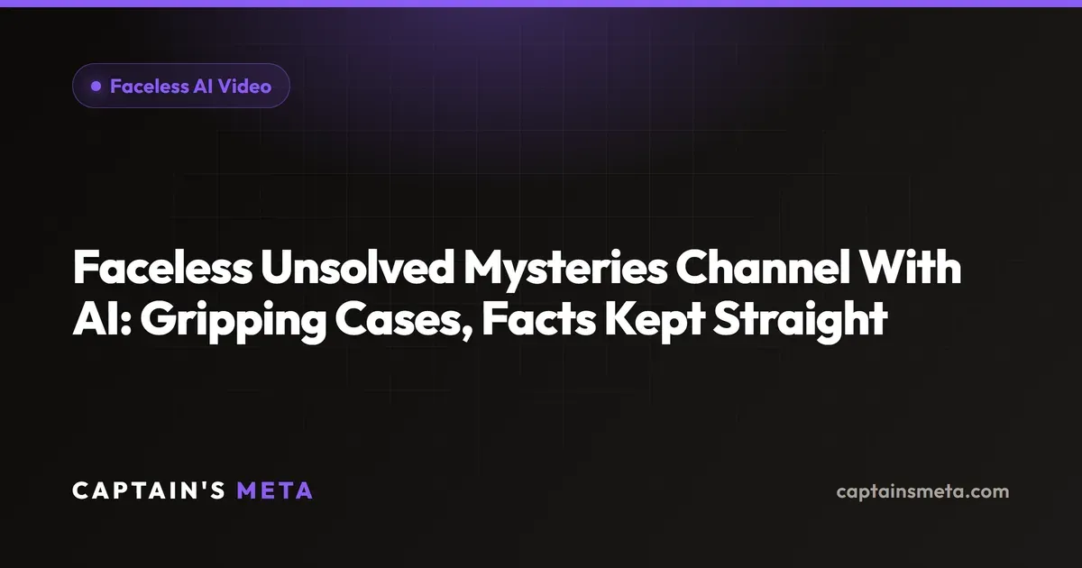 Faceless Unsolved Mysteries Channel With AI: Gripping Cases, Facts Kept Straight