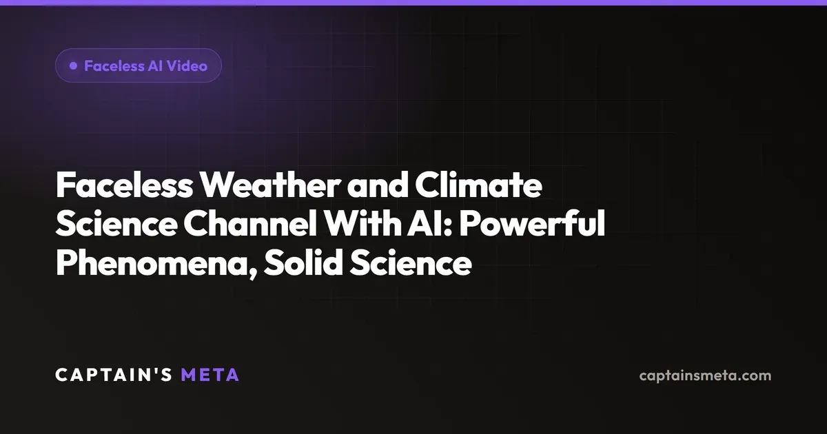 Faceless Weather and Climate Science Channel With AI: Powerful Phenomena, Solid Science