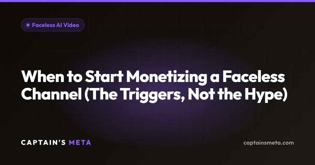 When to Start Monetizing a Faceless Channel (The Triggers, Not the Hype)